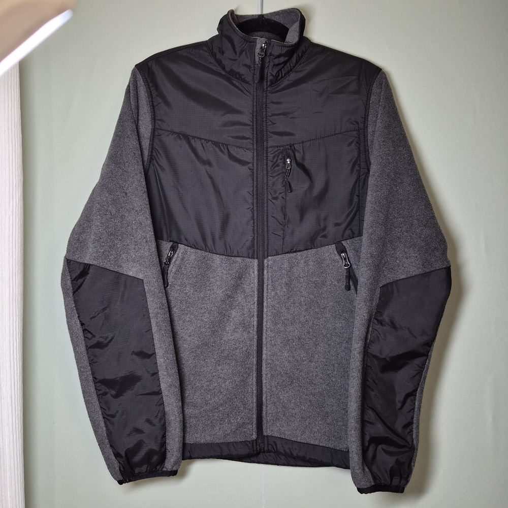 Champion‎ Full Zip Fleece Jacket Mens Size Small Gray Long Sleeve Pockets Adult